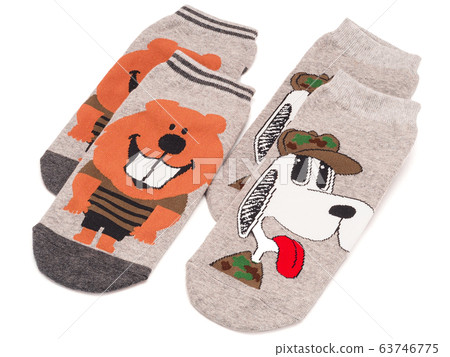 two pairs of unisex socks isolated on white background. two pairs of unisex socks isolated on white background. 63746775