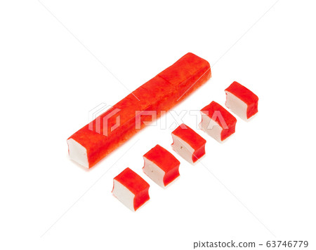 crab stick and its pieces on white background crab stick and its pieces on white background 63746779