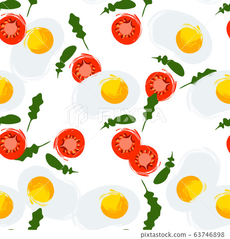 Seamless pattern with slices of tomato eggs and Seamless pattern with slices of tomato eggs and 63746898