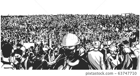 Illustration of large protesting crowd Illustration of large protesting crowd 63747710