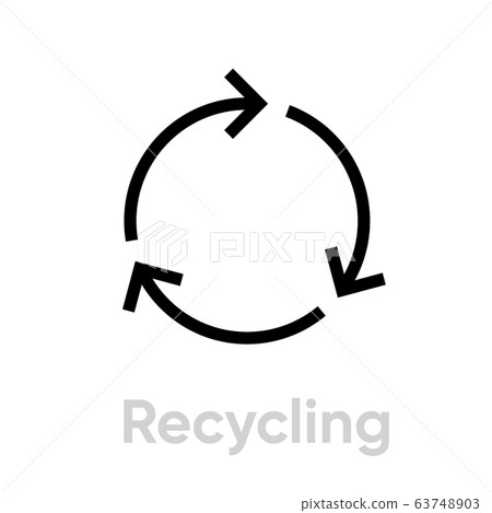 Recycling sign icon. Editable line vector. Recycling sign icon. Editable line vector. 63748903