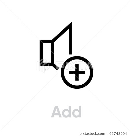 Add sound music icon. Editable line vector. 63748904