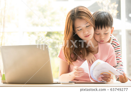 父母與子女，母親，兒童，兒子，通勤，工作，破壞 63749277