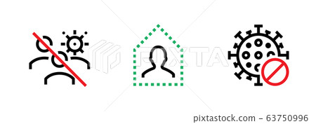Set of Group Ban, Stay Home, Coronavirus Protect icons. Editable line vector. Set of Group Ban, Stay Home, Coronavirus Protect icons. Editable line vector. 63750996