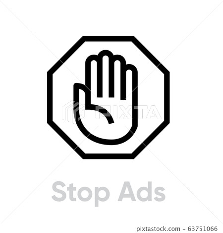 Stop ads blocking Icon. Editable line vector. Stop ads blocking Icon. Editable line vector. 63751066