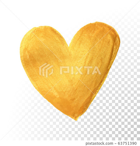 Gold heart paint brush for Valentine on white Gold heart paint brush for Valentine on white 63751390