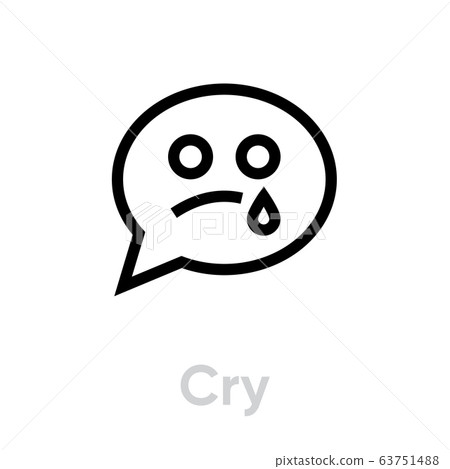 Cry message chat icon. Editable Vector Outline. Cry message chat icon. Editable Vector Outline. 63751488