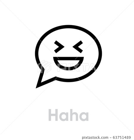 Haha message social icon. Editable Vector Outline. 63751489