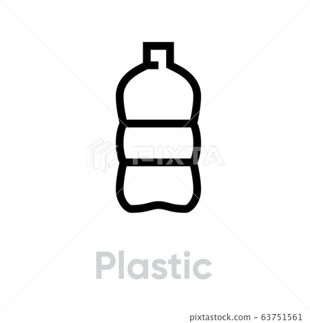 Plastic recycling icon. Editable line vector. Plastic recycling icon. Editable line vector. 63751561