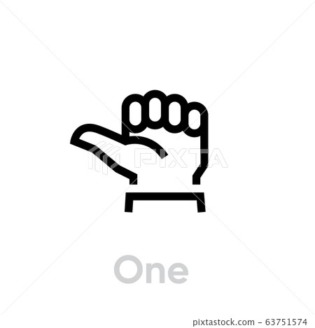 One hand gesture icon. Thumb, first finger. Editable line vector. One hand gesture icon. Thumb, first finger. Editable line vector. 63751574