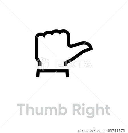Thumb up right down icon. Editable line vector. 63751873