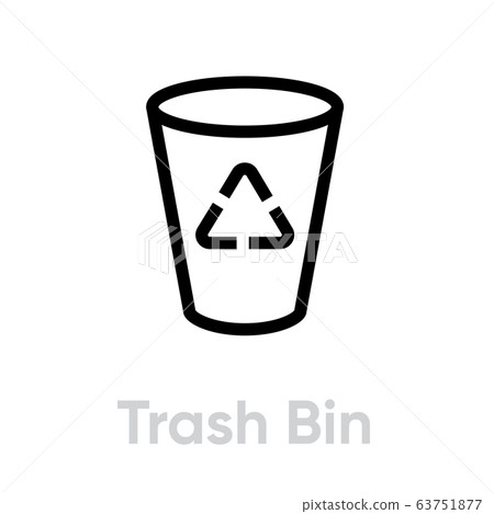 Trash bin recycle icon. Editable line vector. Trash bin recycle icon. Editable line vector. 63751877