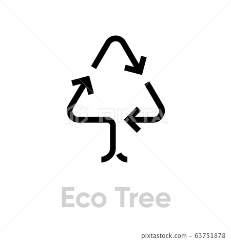 Eco tree recycle icon. Editable line vector. Eco tree recycle icon. Editable line vector. 63751878