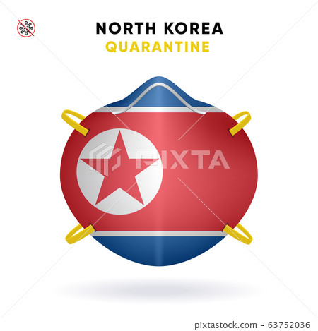 North Korea Quarantine Mask with Flag. Medical Precaution Concept. Vector illustration Coronavirus isolated on white background. Template Danger of Coronavirus 63752036