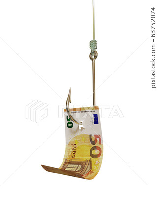 Euro bill on fishing hook 3D illustration 63752074
