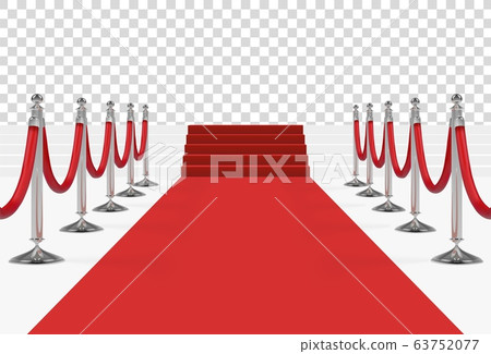 Red carpet on stairs with red ropes on silver Red carpet on stairs with red ropes on silver 63752077