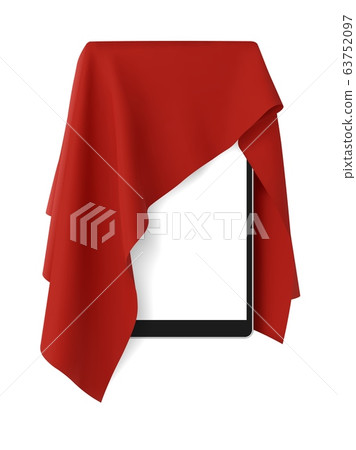 Red fabric covering a blank tablet pad gadget, 63752097