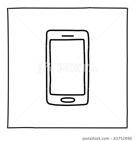 Doodle mobile smart phone icon or logo, hand drawn 63752098
