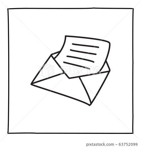 Doodle letter envelope icon or logo, hand drawn 63752099