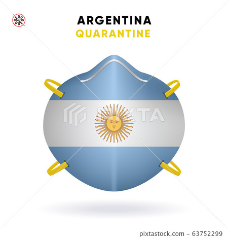 Argentina Quarantine Mask with Flag. Medical Precaution Concept. Vector illustration Coronavirus isolated on white background. Template Danger of Coronavirus Argentina Quarantine Mask with Flag. Medical Precaution Concept. Vector illustration Coronavirus isolated on white background. Template Danger of Coronavirus 63752299