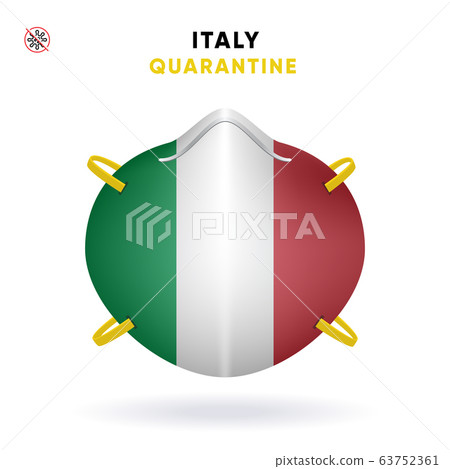 Italy Quarantine Mask with Flag. Medical Precaution Concept. Vector illustration Coronavirus isolated on white background. Template Danger of Coronavirus 63752361
