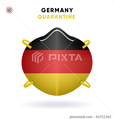 Germany Quarantine Mask with Flag. Medical Precaution Concept. Vector illustration Coronavirus isolated on white background. Template Danger of Coronavirus Germany Quarantine Mask with Flag. Medical Precaution Concept. Vector illustration Coronavirus isolated on white background. Template Danger of Coronavirus 63752362