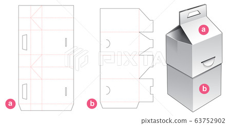 Handle box with ear lock die cut template Handle box with ear lock die cut template 63752902