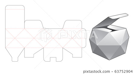 Polygonal packaging box die cut template Polygonal packaging box die cut template 63752904