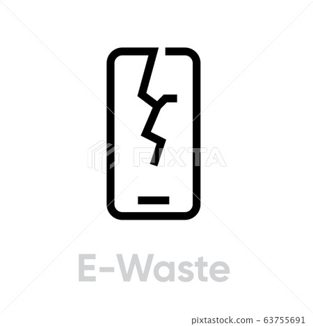 Recycling e-waste icon. Editable line vector. Single pictogram isolated on a white background. 63755691