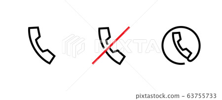 Set of vector black phone icons on white...-插圖素材 [63755733] - PIXTA圖庫