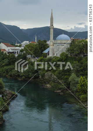 Bosnia and Herze Bosnia and Herzegovina Mostar Govina Mostar Starry Most Scenery from above 63756143
