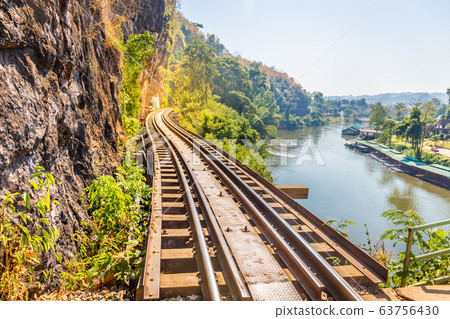 The Death Railway crossing kwai river in Kanchanaburi Thailand. Important landmark and destination to visiting and world war II history builted 63756430