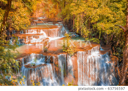 Landscape of Huai Mae Kamin waterfall Srinakarin Is a waterfall in the deep forest at Kanchanaburi, Thailand. Landscape of Huai Mae Kamin waterfall Srinakarin Is a waterfall in the deep forest at Kanchanaburi, Thailand. 63756597