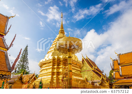 Golden Temple, Doi Suthep Temple with Sky Background Is a famous place and is a tourist destination 63757212