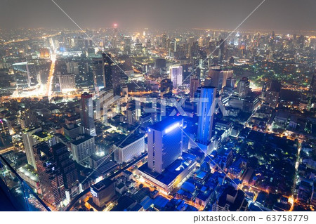 從Mahanakorn塔空中漫步的曼谷夜景 63758779