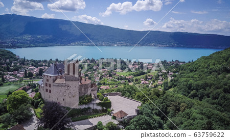 Annecy city, lake and castle from above, in southeastern France Annecy city, lake and castle from above, in southeastern France 63759622