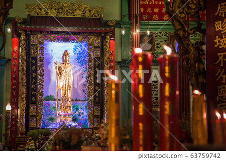 Chinese temple night views in Chinatown, Bangkok, Thailand Chinese temple night views in Chinatown, Bangkok, Thailand 63759742