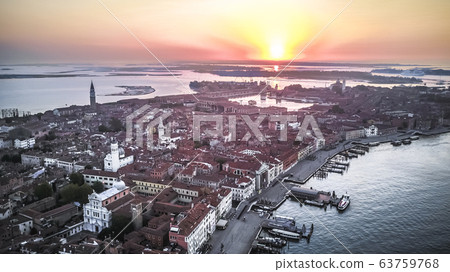 Views of sunrise in Venice from above Views of sunrise in Venice from above 63759768