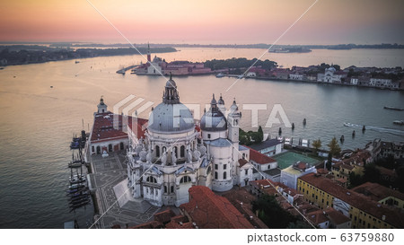 Views of sunrise in Venice from above Views of sunrise in Venice from above 63759880