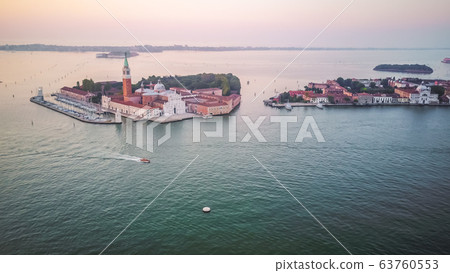 Views of sunrise in Venice from above Views of sunrise in Venice from above 63760553