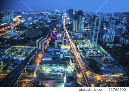 Bangkok street views by night in Thailand 63760800