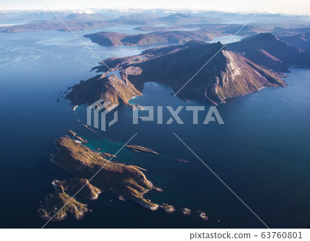 Views of Lofoten from the plane, in Norway 63760801