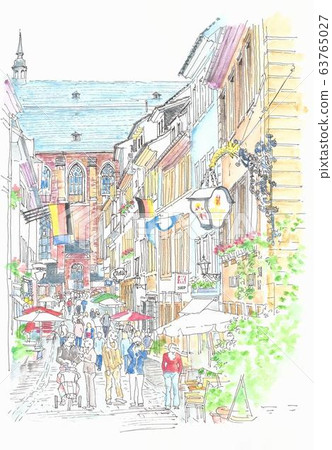 Cityscape of World Heritage, Alley in Heidelberg, Germany 63765027