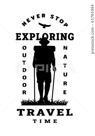 Silhouette of a traveler. Poster, t shirt design and quotes. Vector illustration. 63765984