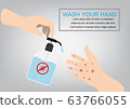 hands sanitizer corona virus or COVID-19. fingers press on top of bottle alcohol gel in hands full virus with text box wash your hand concept health 63766055