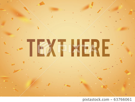 The vector golden gradient party background template with confetti border 63766061