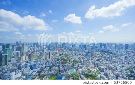 Tokyo landscape 2019 summer sky Tokyo Tower and big city green and flowing clouds Tokyo landscape 2019 summer sky Tokyo Tower and big city green and flowing clouds 63766800