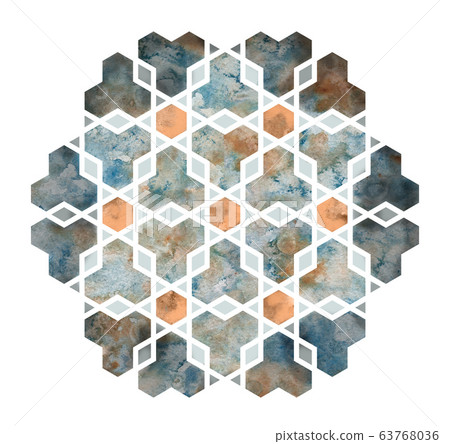 Arabesque watercolour tile element. Arabesque watercolour tile element. 63768036