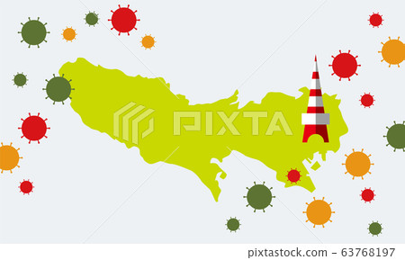 病毒傳播的東京地圖的背景資料 63768197