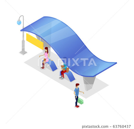 Downtown transport stop isometric 3D icon 63768437